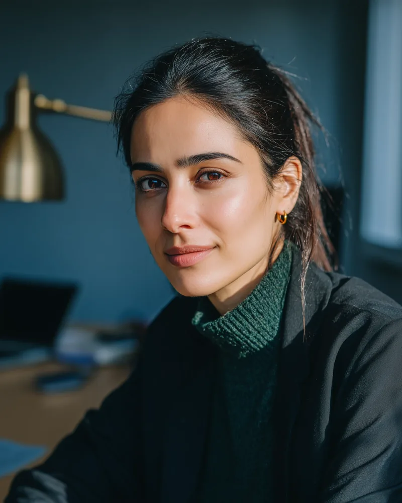 AI-generated portrait of Rhea Calder, Security Operations Lead at Academy of Advertising.